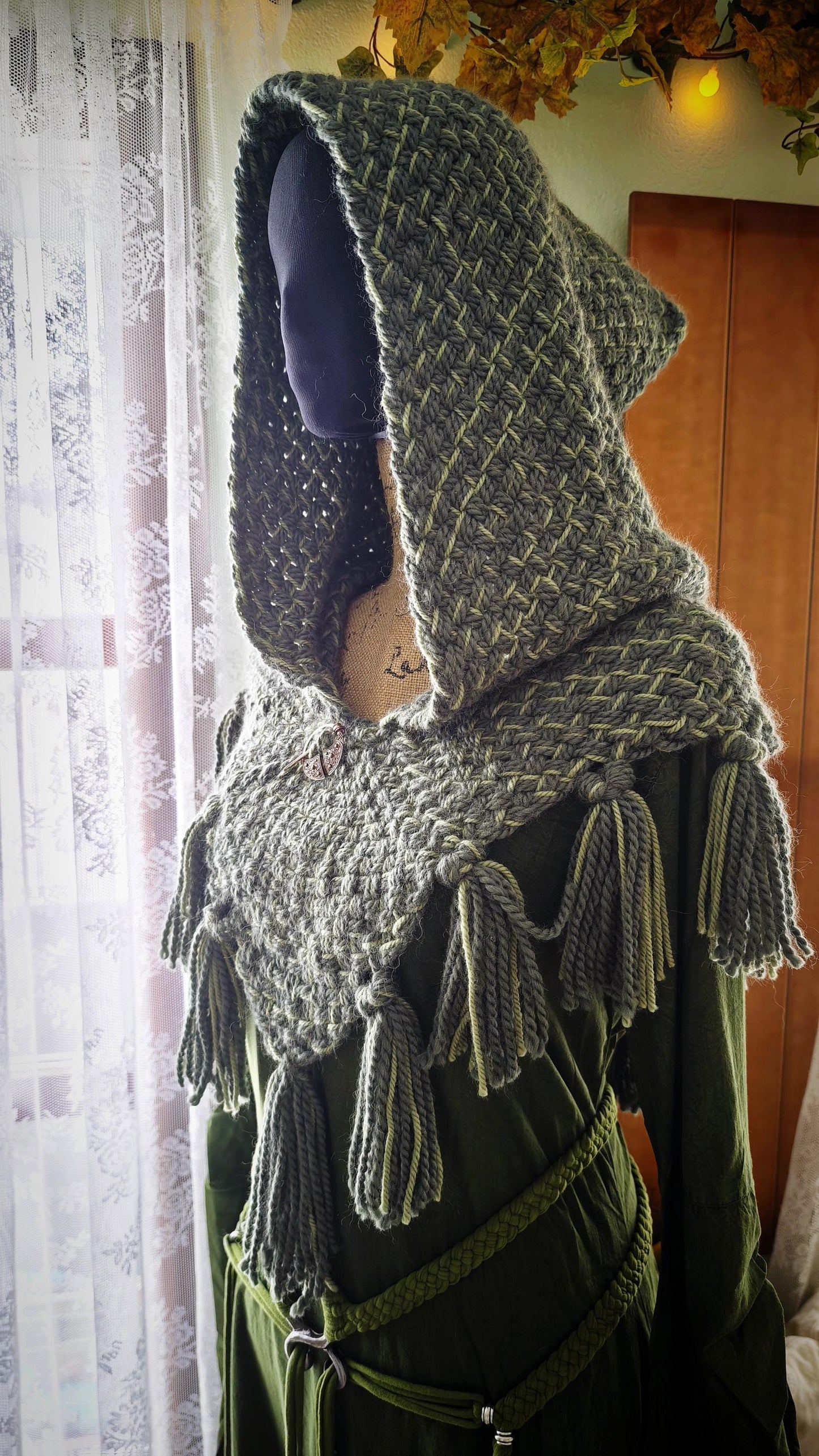 A Skjoldehamn Handwoven Chunky Style, Handmade with Wool & Alpaca, Viking Hood