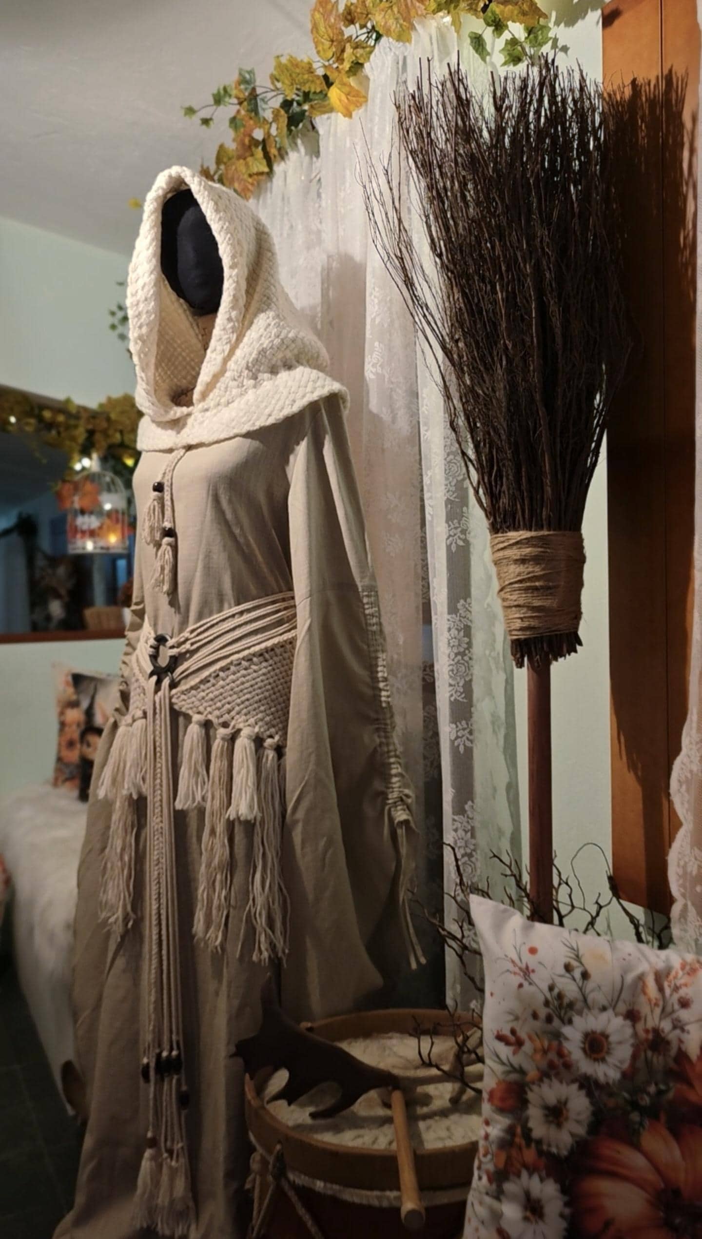 Alpaca Norse Hood, Witch Whisper Edition, Handmade Chunky Wool
