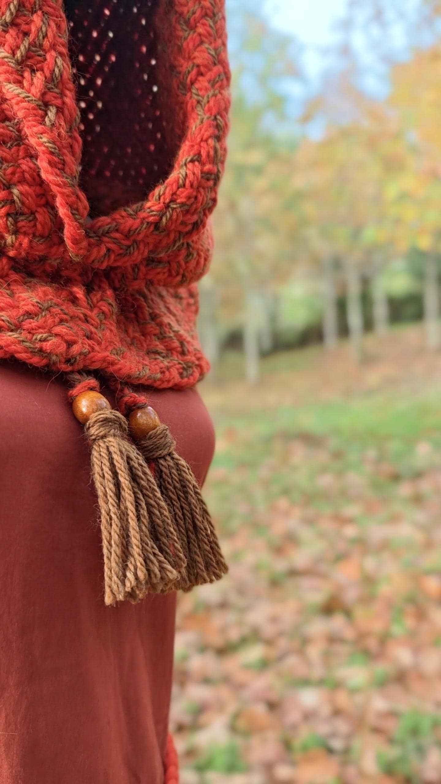 Handwoven Norse Hood, Linen Gown, Troll Cross Belt, Autumn Outfit