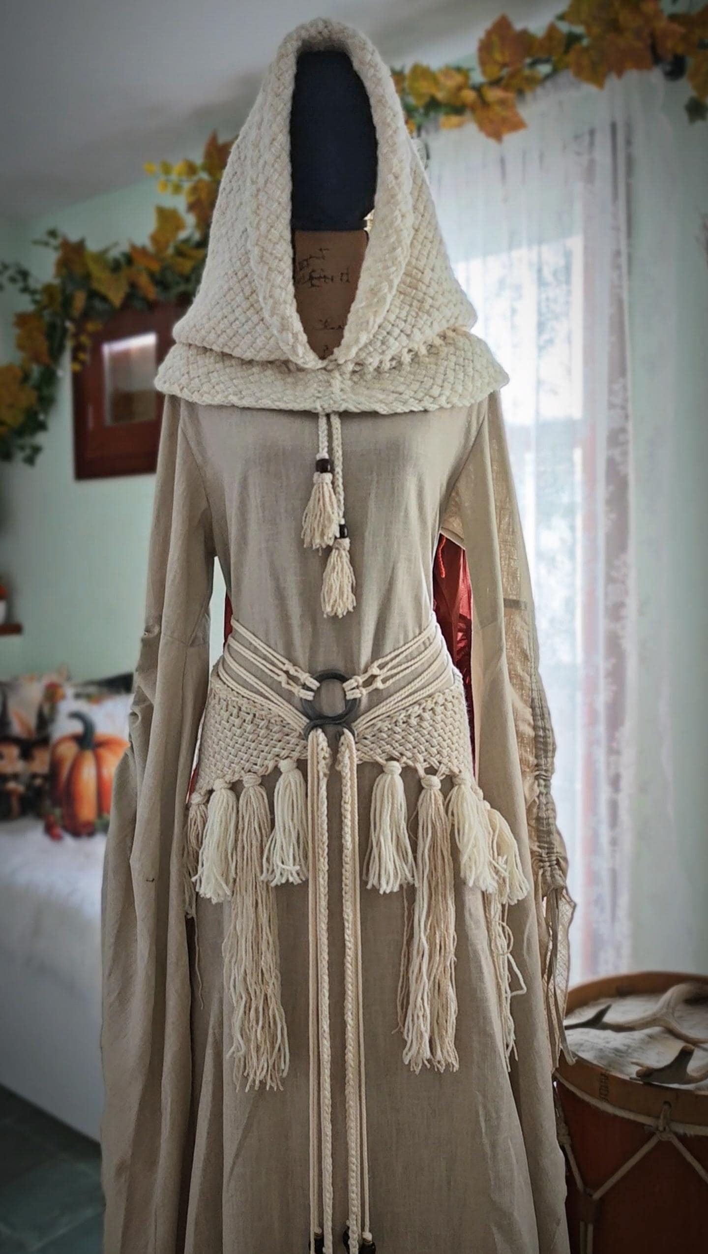 Alpaca Norse Hood, Witch Whisper Edition, Handmade Chunky Wool