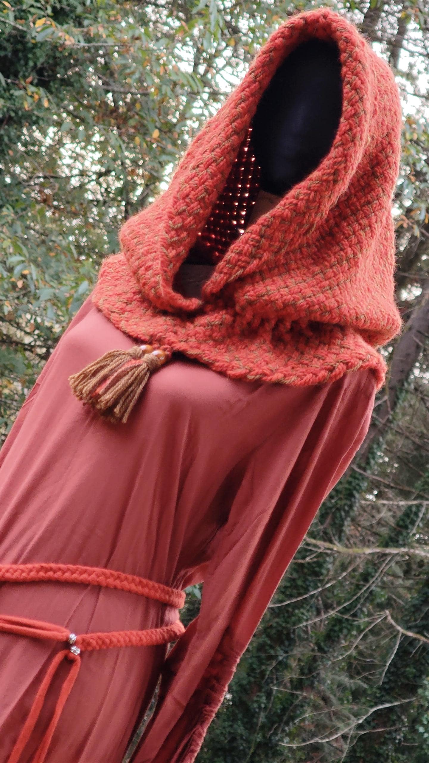 A Handwoven Chunky Norse Hood, Alpaca Wool Blend, Pagan Celtic Hood
