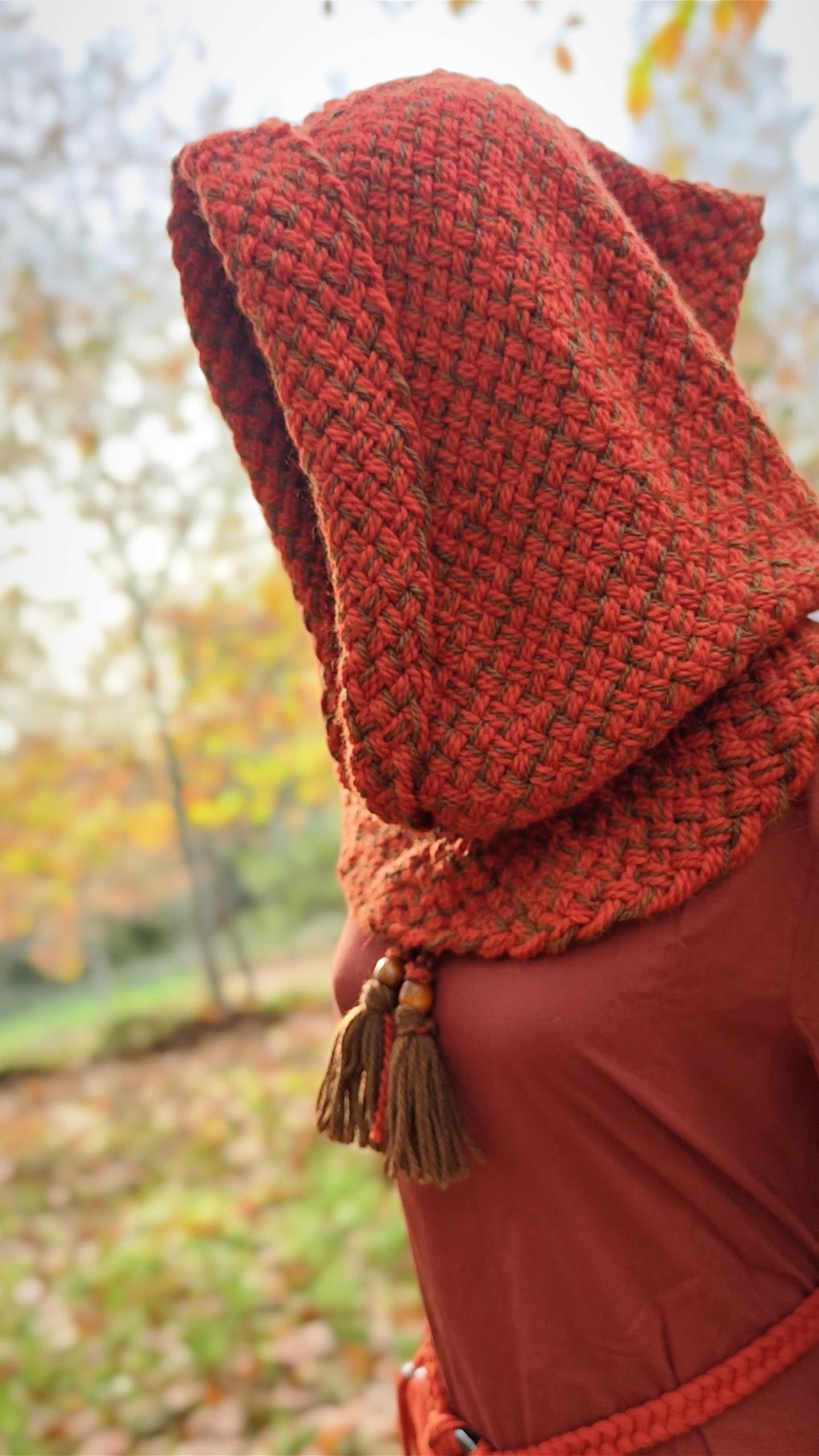 A Handwoven Chunky Norse Hood, Alpaca Wool Blend, Pagan Celtic Hood