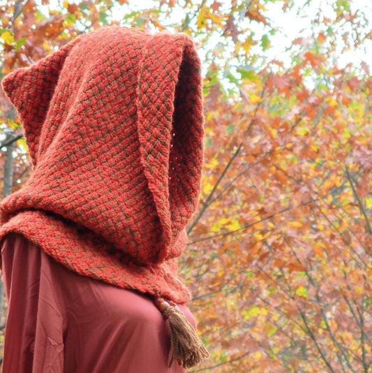 A Handwoven Chunky Norse Hood, Alpaca Wool Blend, Pagan Celtic Hood