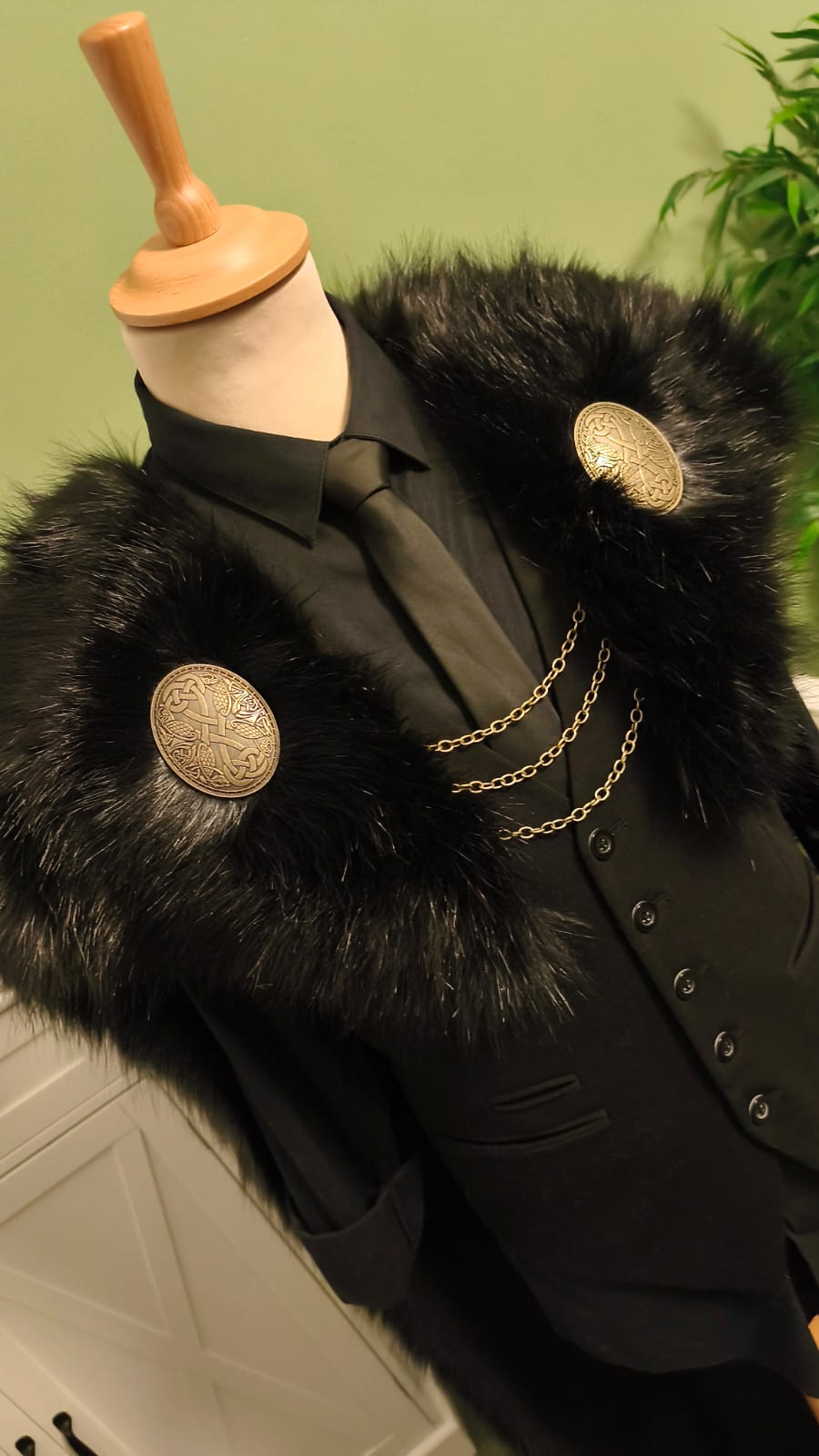 Viking Custom Fur Cloak for James, Custom size Fur Cloak,  Large Fur Cloak with Viking brooches, Norse Fur