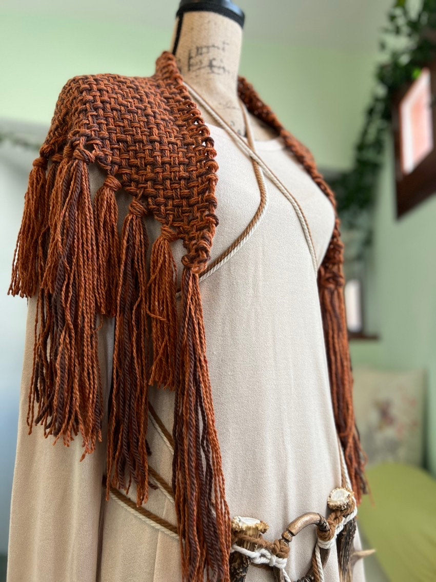 Autumn Witch, Norse Shaman Shawl, Norse Pagan Shawl, Nordic shawl, Norse shaman, Viking wedding, Nordic wedding, Larp wedding, Handfasting